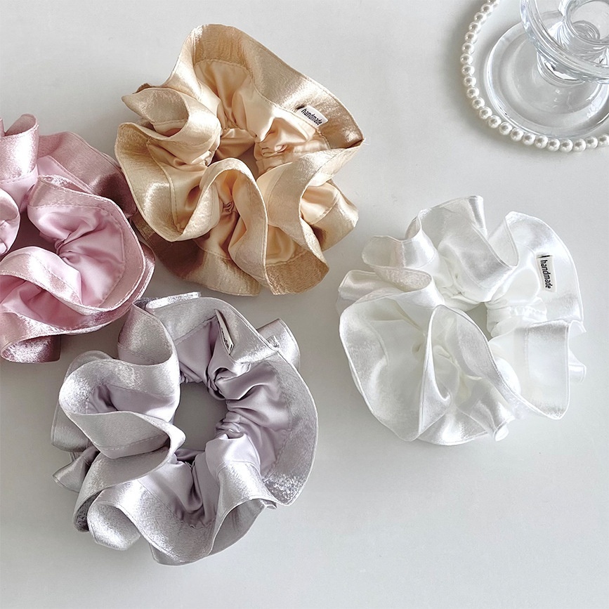 Women's French Style Spring Satin Hair Tie Scrunchie Solid Color