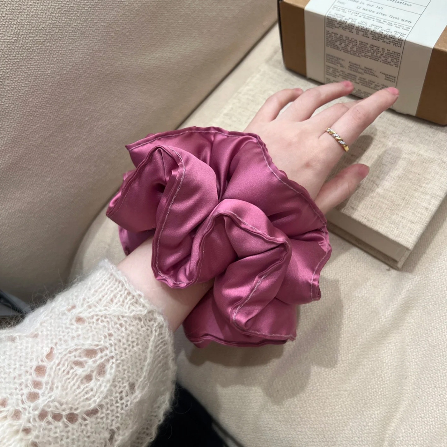 Women's Soft Satin Hair Tie Elegant Scrunchie For All Seasons Solid Color