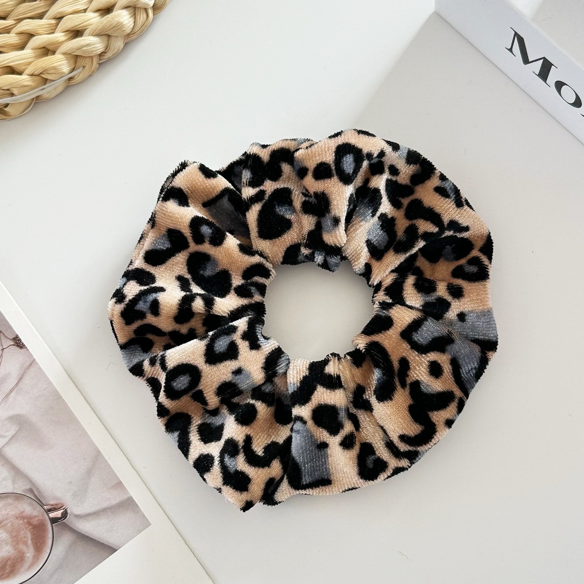 Women's Autumn Winter High Elastic Velvet Hair Tie Leopard Pattern