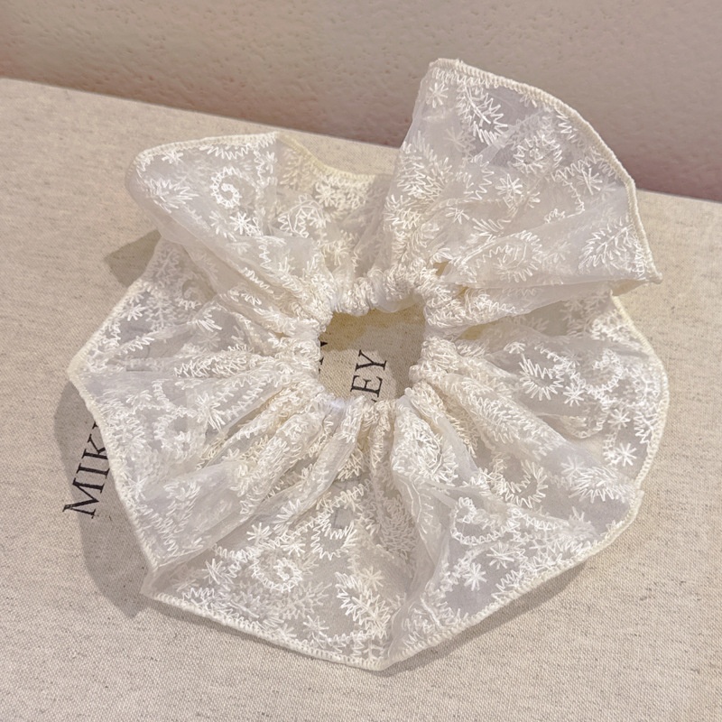 Women Girls All Season Embroidery Lace Hairband Beige Ditsy Floral