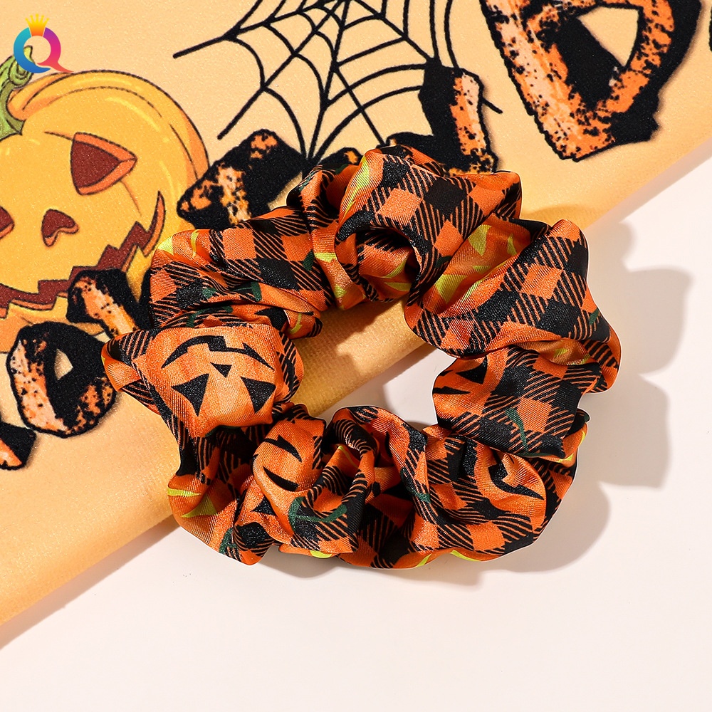 Women's Elastic Halloween Hair Tie Funny Pumpkin Skull Pattern