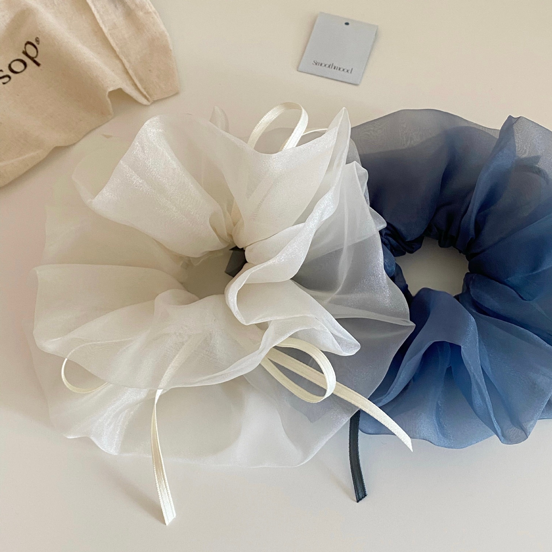 Women's Sweet Soft Cloth Spring Bowknot Hair Tie White Grey Blue