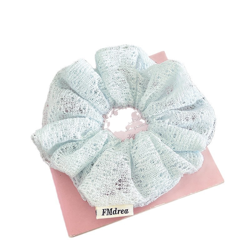 Women's Spring Soft Cloth Everyday Hair Tie Scrunchie Solid Sky Blue