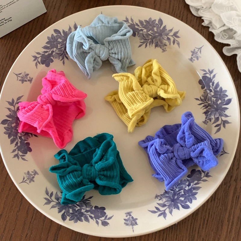 Women's Sweet Cloth Bowknot Hair Tie Daily Ponytail Holder Solid Color