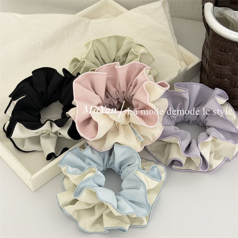 Women's Soft Cloth Spring Hair Tie Accessories Color Block Style