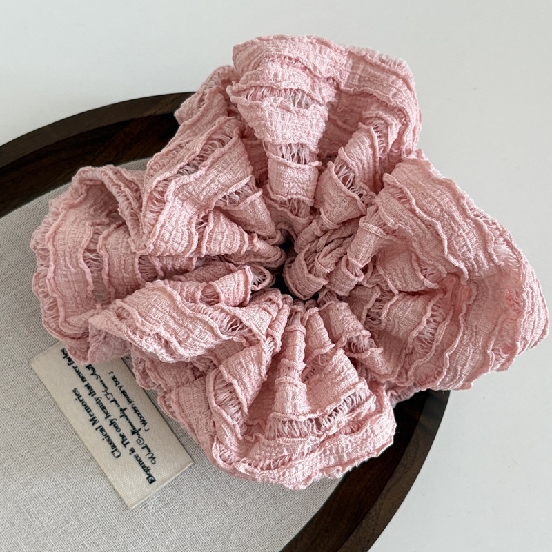 Women's French Soft Lace Bubble Cloud Hair Ties Elegant Solid Color Scrunchies