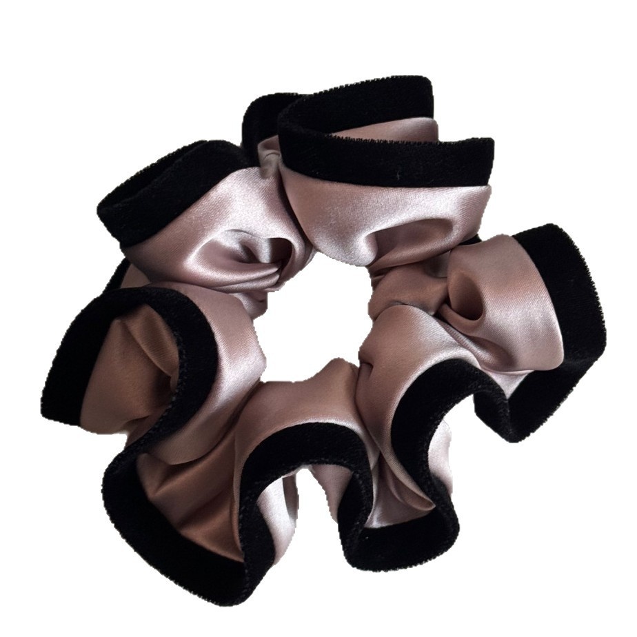 Women's Retro Velvet Satin Large Bow Hair Tie Headband Color Block