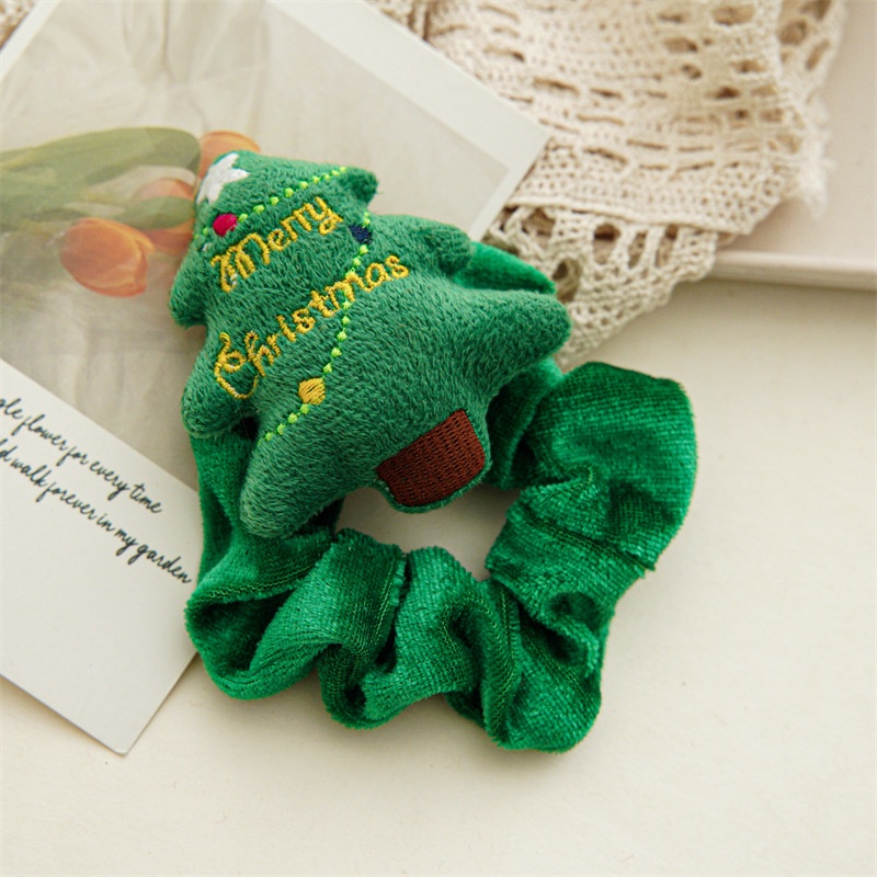 Women Girls Handmade Cloth Hair Tie Cute Cartoon Christmas Holiday Style