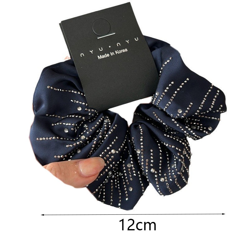 Women's Sparkly Rhinestone French Style Autumn Cloth Hair Tie Black