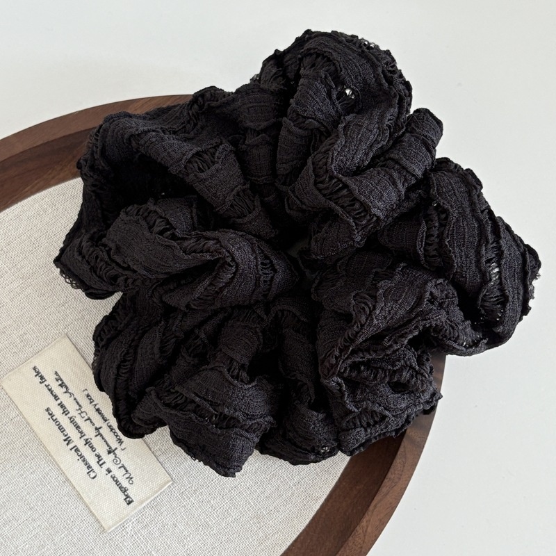 Women's French Soft Lace Bubble Cloud Hair Ties Elegant Solid Color Scrunchies