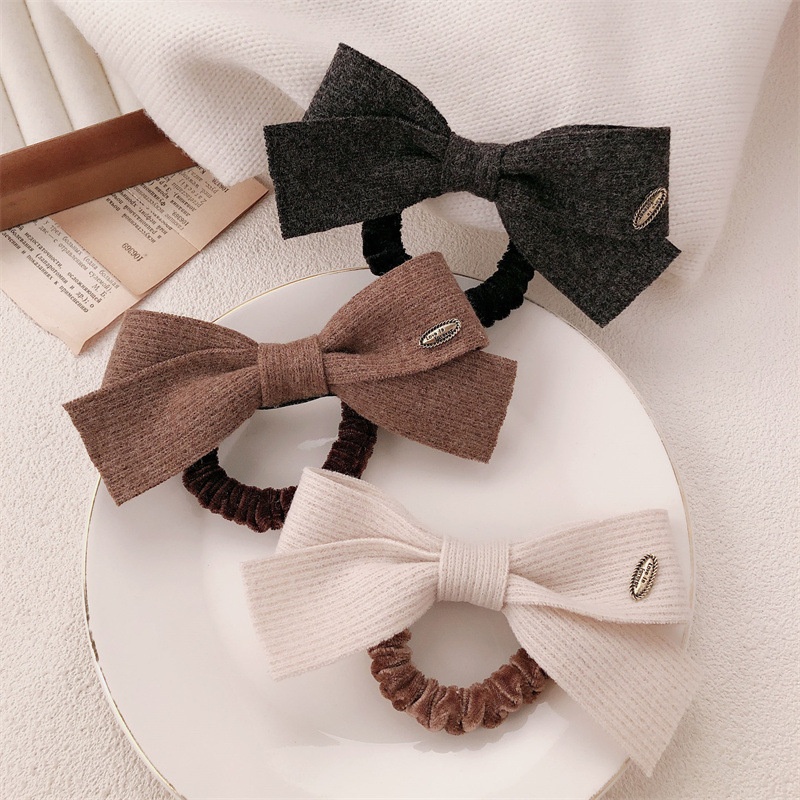 Women's All Season Simple Yarn Princess Hairband Beige Bowknot