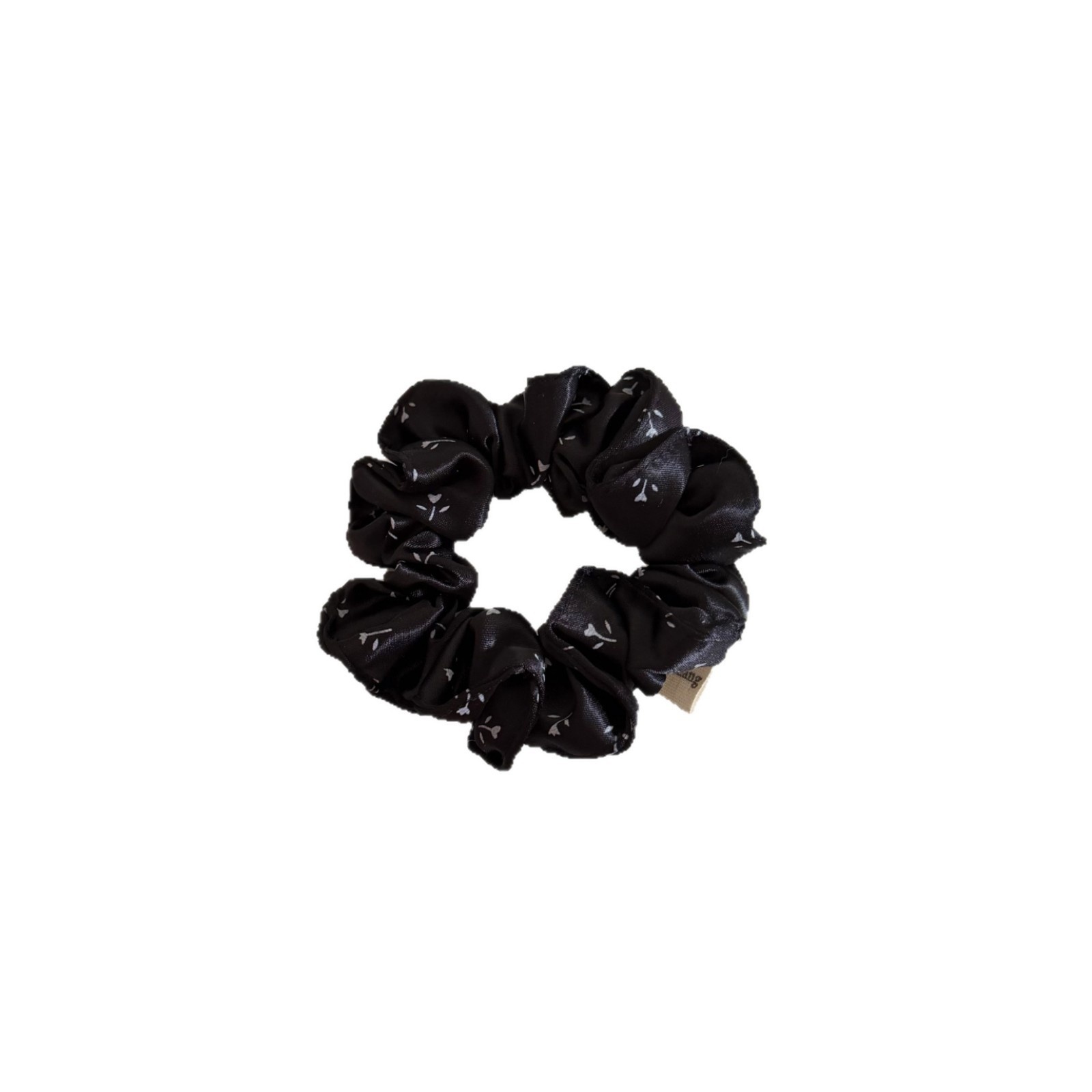 Women's Spring Satin Scrunchie Hair Accessory Black Ditsy Floral