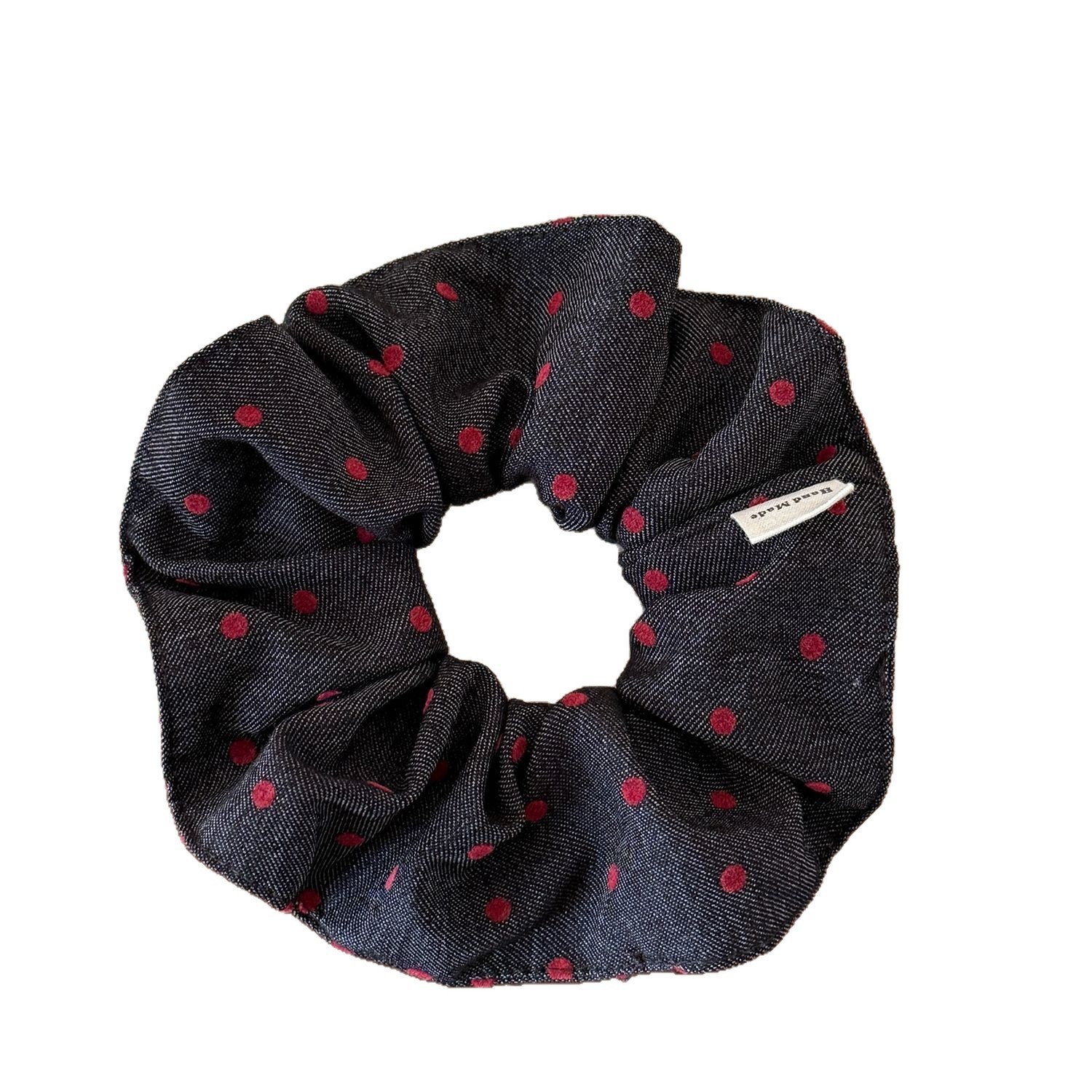 Women Large Denim Fabric Flower Tail Bun Hair Tie Multicolor Spot