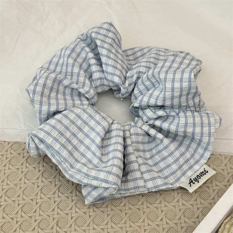 Women's Stylish Cloth Scrunchie Hair Accessories Blue Yellow Plaid