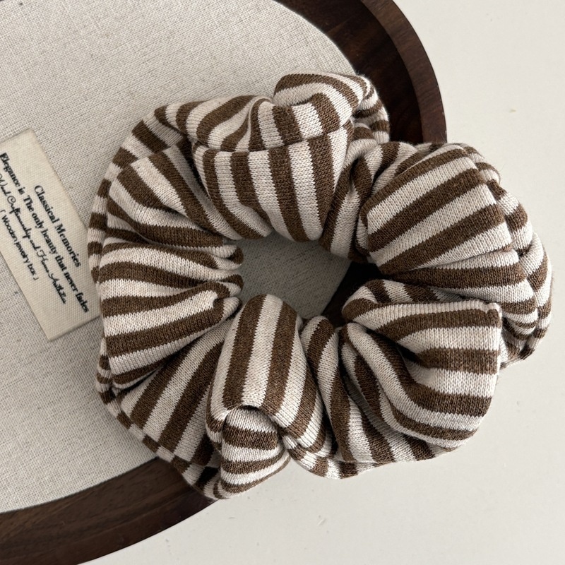 Women's Soft Knitted Winter Hair Elastic Band Striped Color Matching