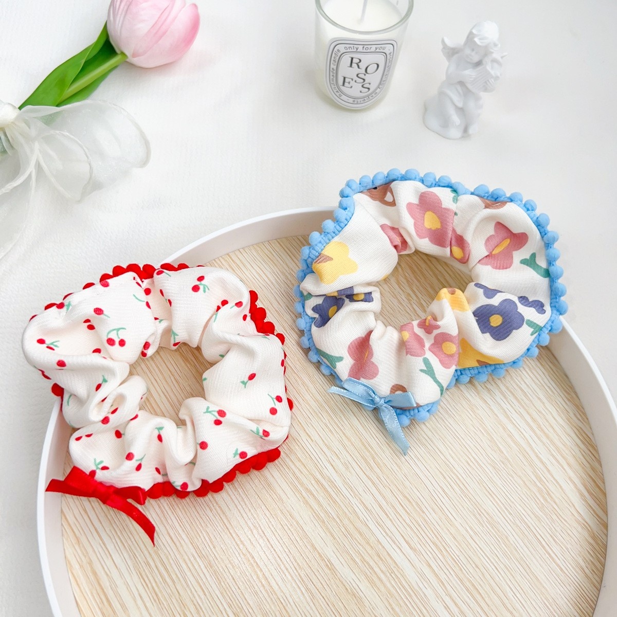 Women's Elastic Fabric Bowknot Hair Band For Office Party Fresh Floral