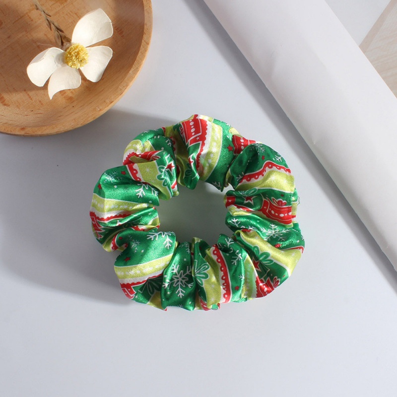 Unisex Holiday Cloth Hair Tie Scrunchie Christmas Snowman Pattern
