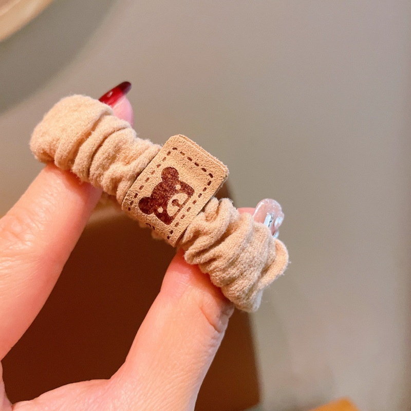 Women's Simple Bear Cloth Hair Tie Durable High Elasticity Ponytail Holder