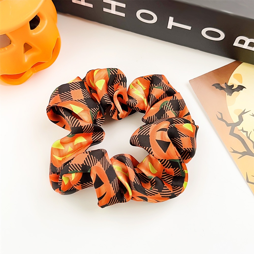 Women's Halloween Cloth Elastic Scrunchies Retro Pumpkin Skull
