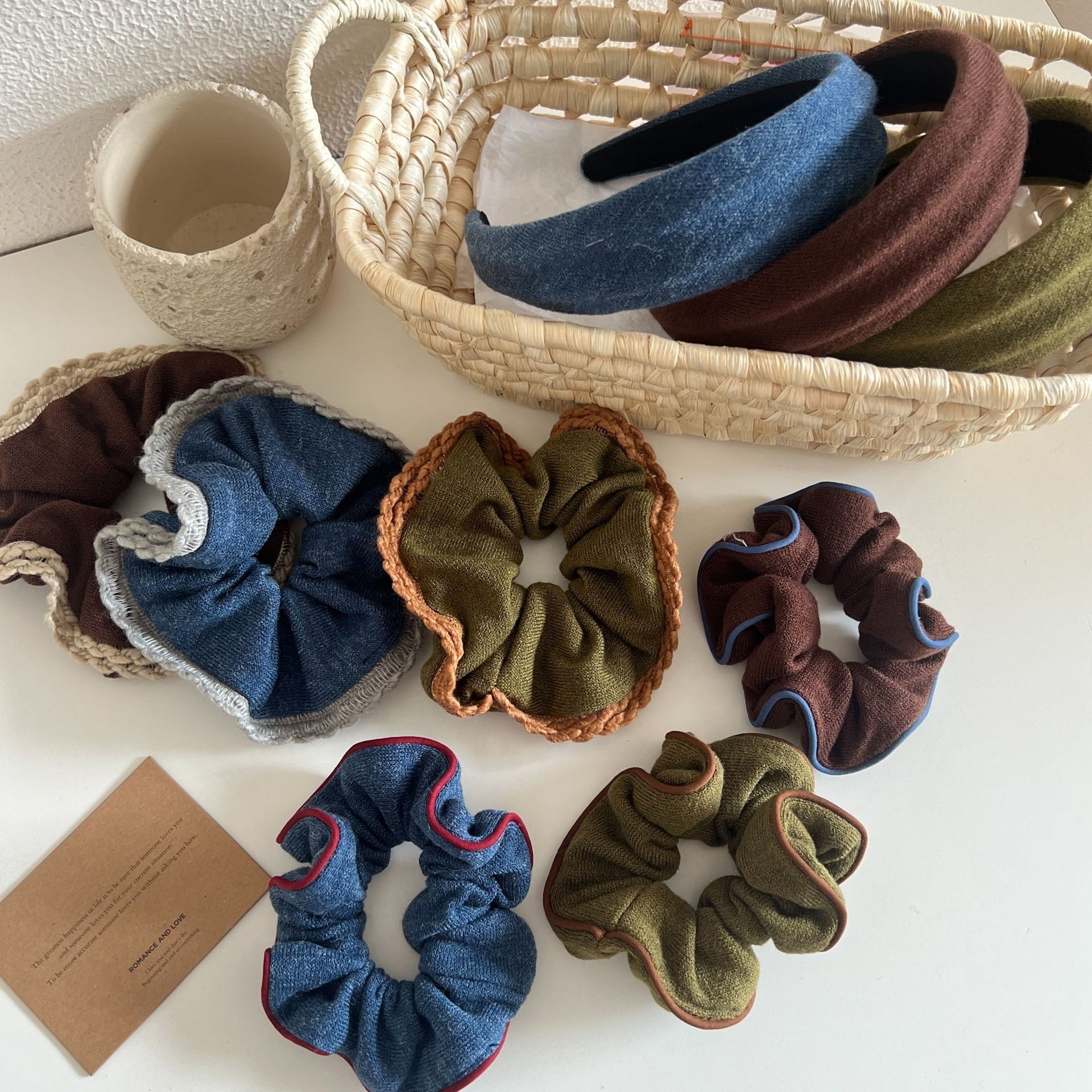 Women's Cute Winter Double Layer Knitted Elastic Hair Tie Color Block