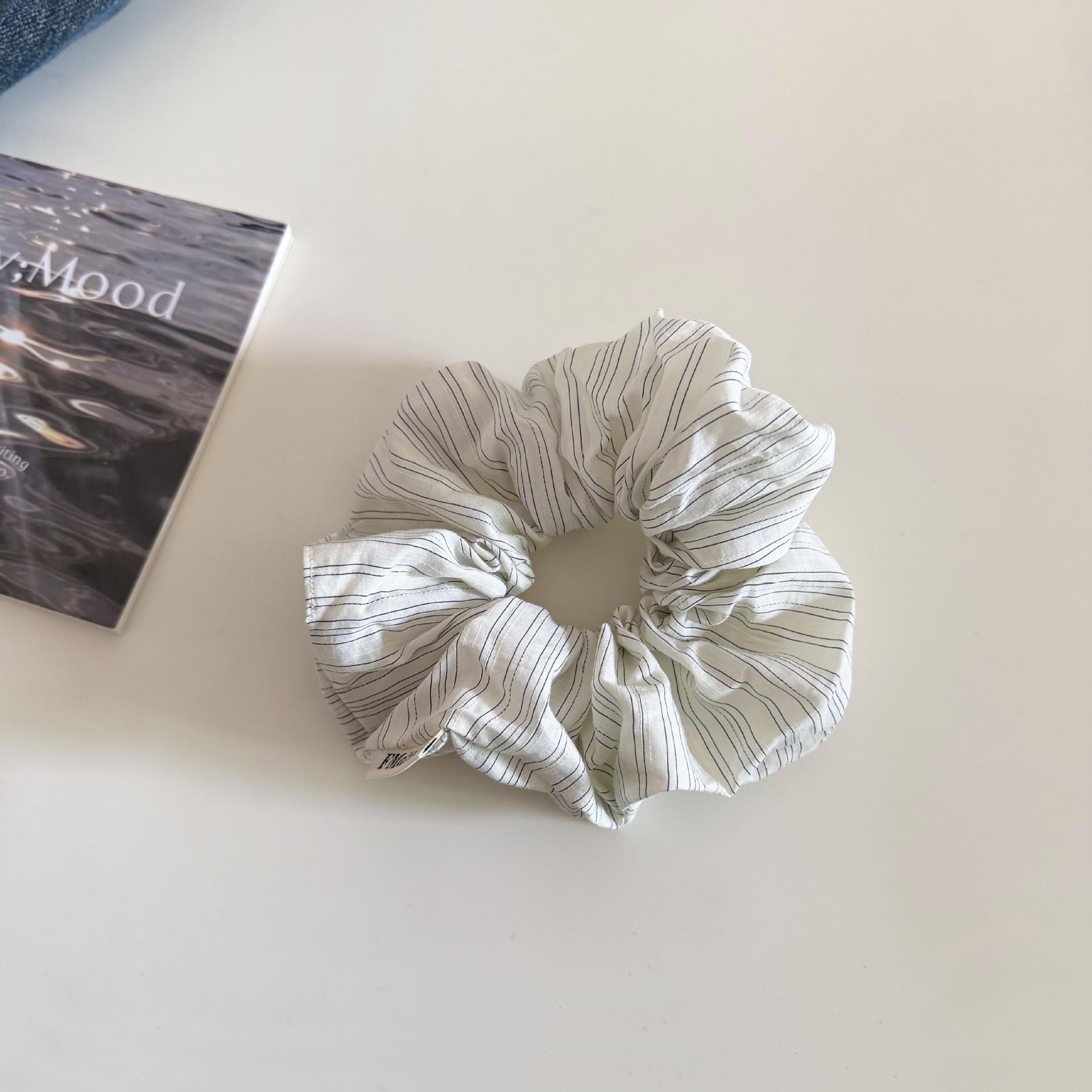 Women's Korean Style Cloth Hair Tie Spring Accessory Blue Striped