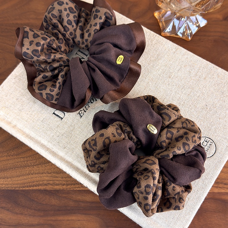 Women's French Style Soft Cloth Hair Scrunchie Leopard Print