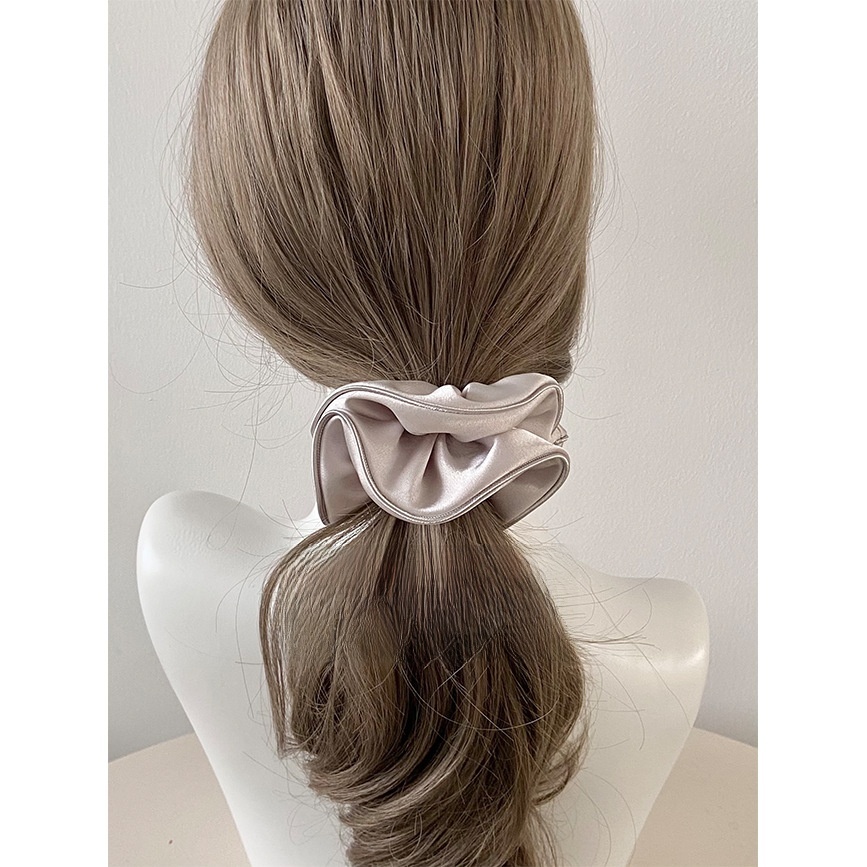 Women's Elegant Soft Satin Daily Hair Tie Scrunchie Solid Grey