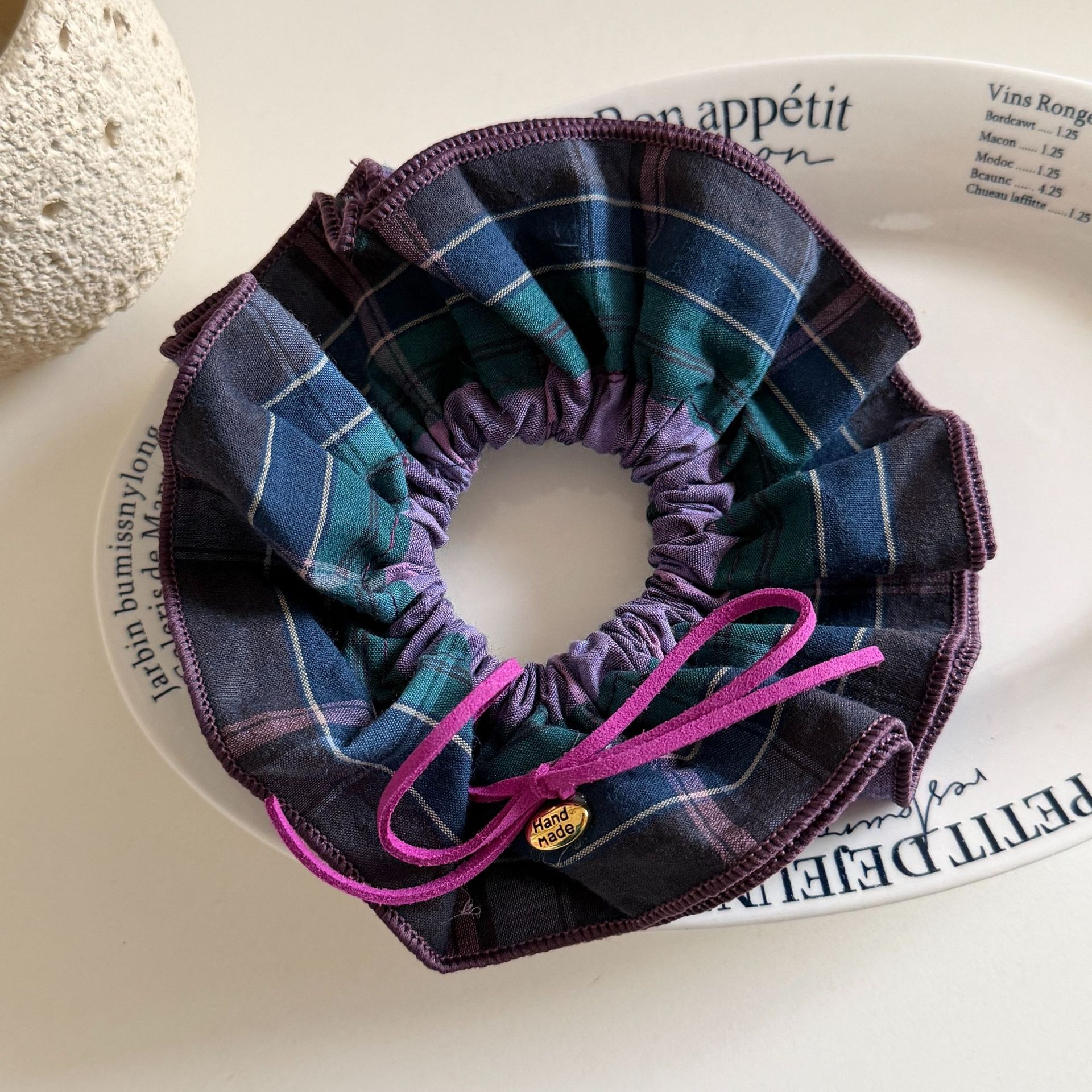 Women's Academy Cloth Scarf Scrunchie Elastic Hair Bands Plaid Pattern