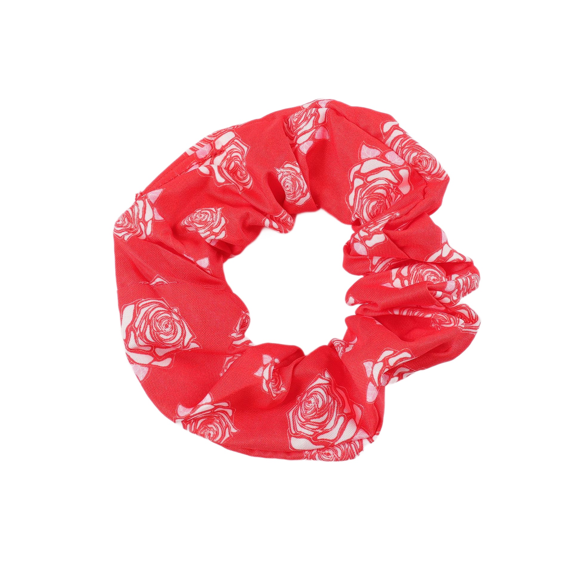 Women's Vintage Elastic Fabric Headband Hair Tie Red White Floral