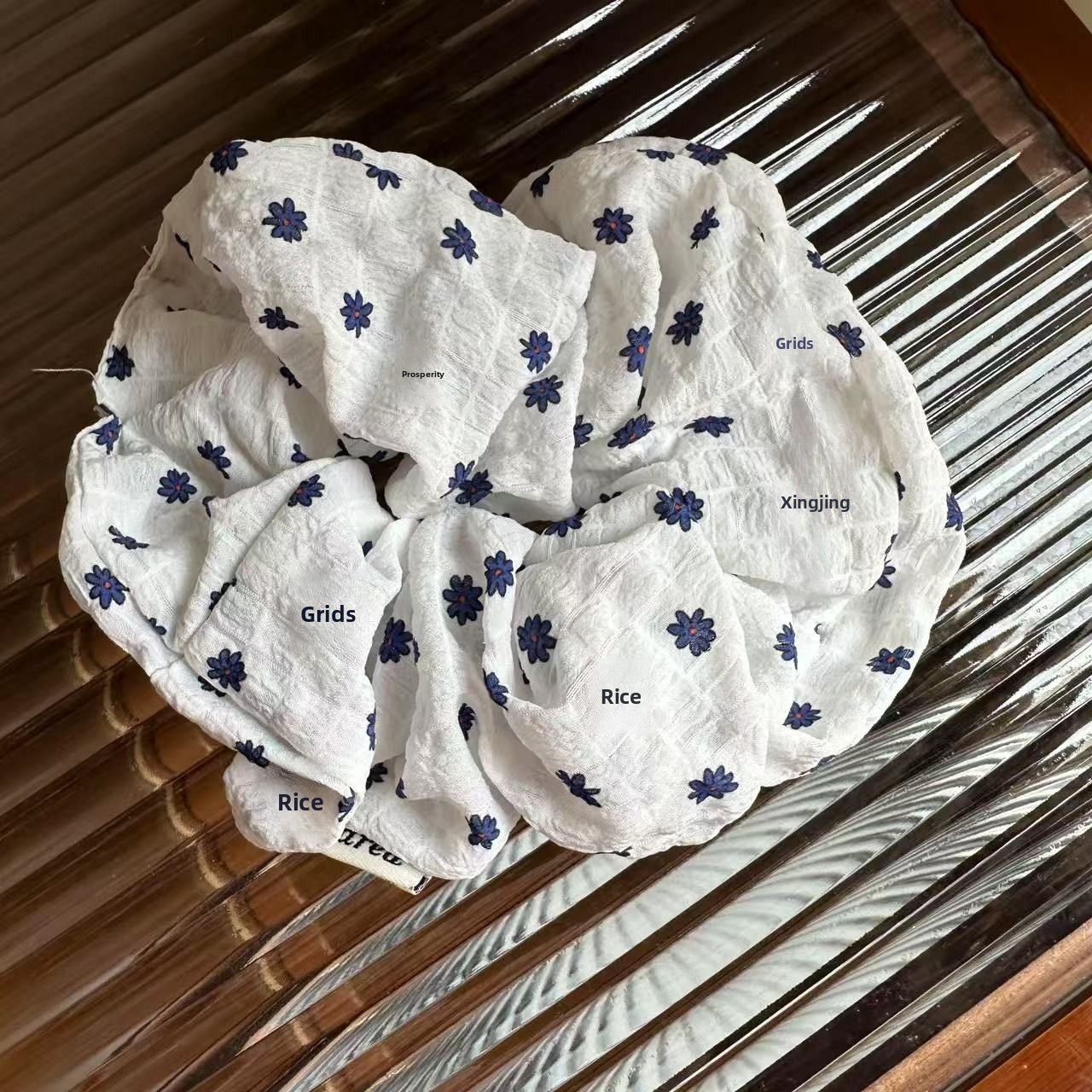 Women's Elegant Cloth Hair Tie White Ditsy Floral Summer Style