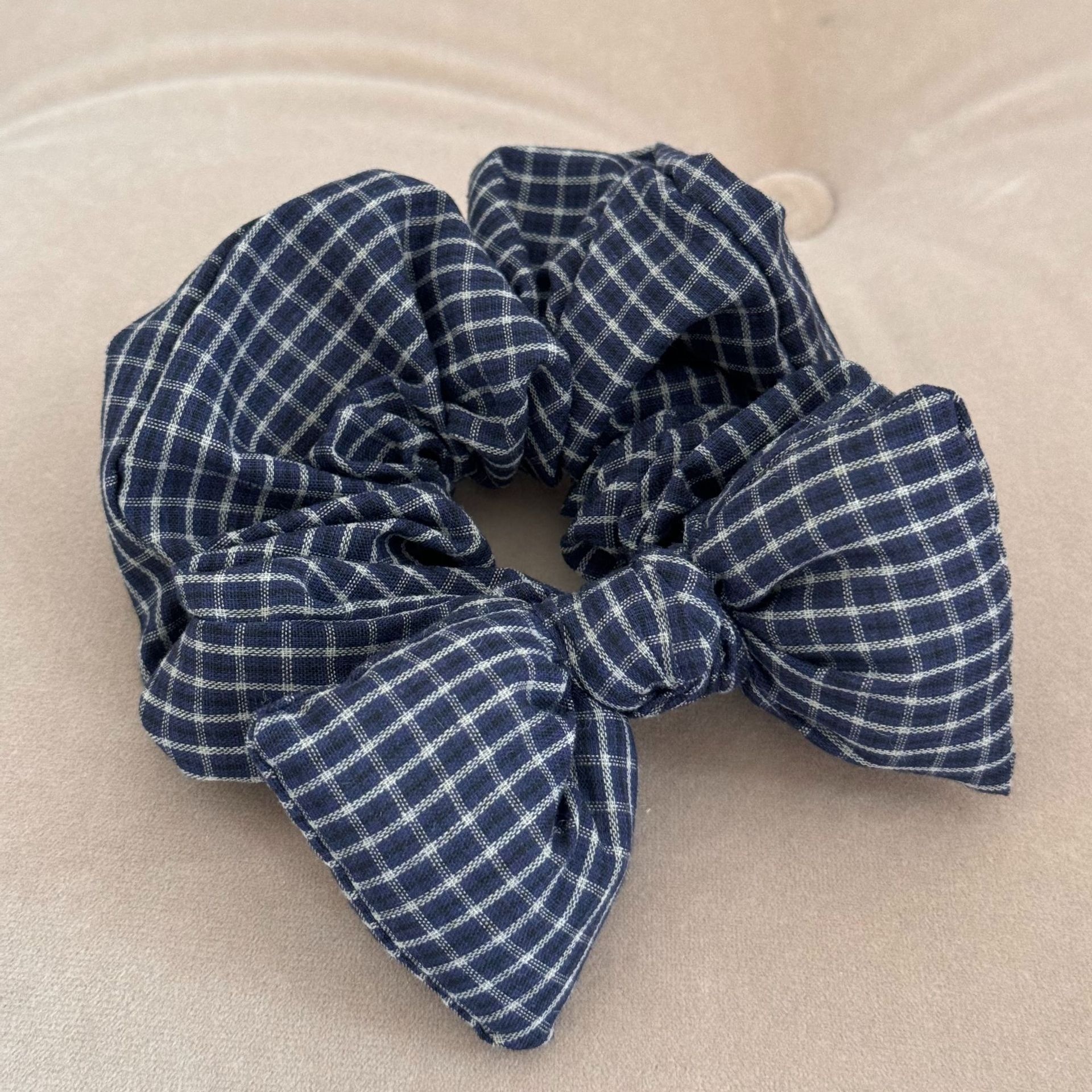Women's Elegant Plaid 3D Bow Hair Tie High-End Sponge Cloth Head Rope
