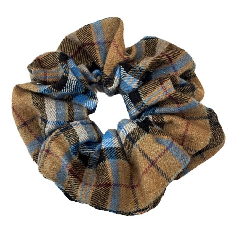Women's Preppy Cloth Hair Scrunchie For All Seasons Checkered Plaid