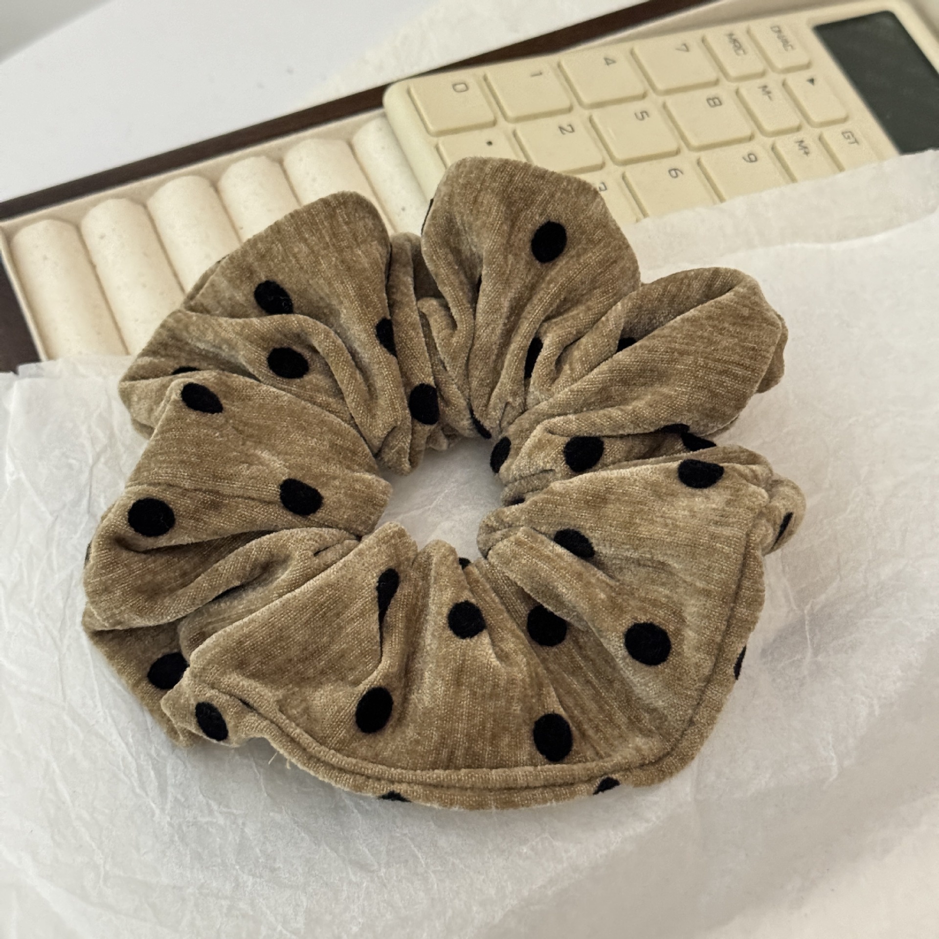 Women's Versatile Elegant Cloth Hair Ties Retro Flocking Polka Dot