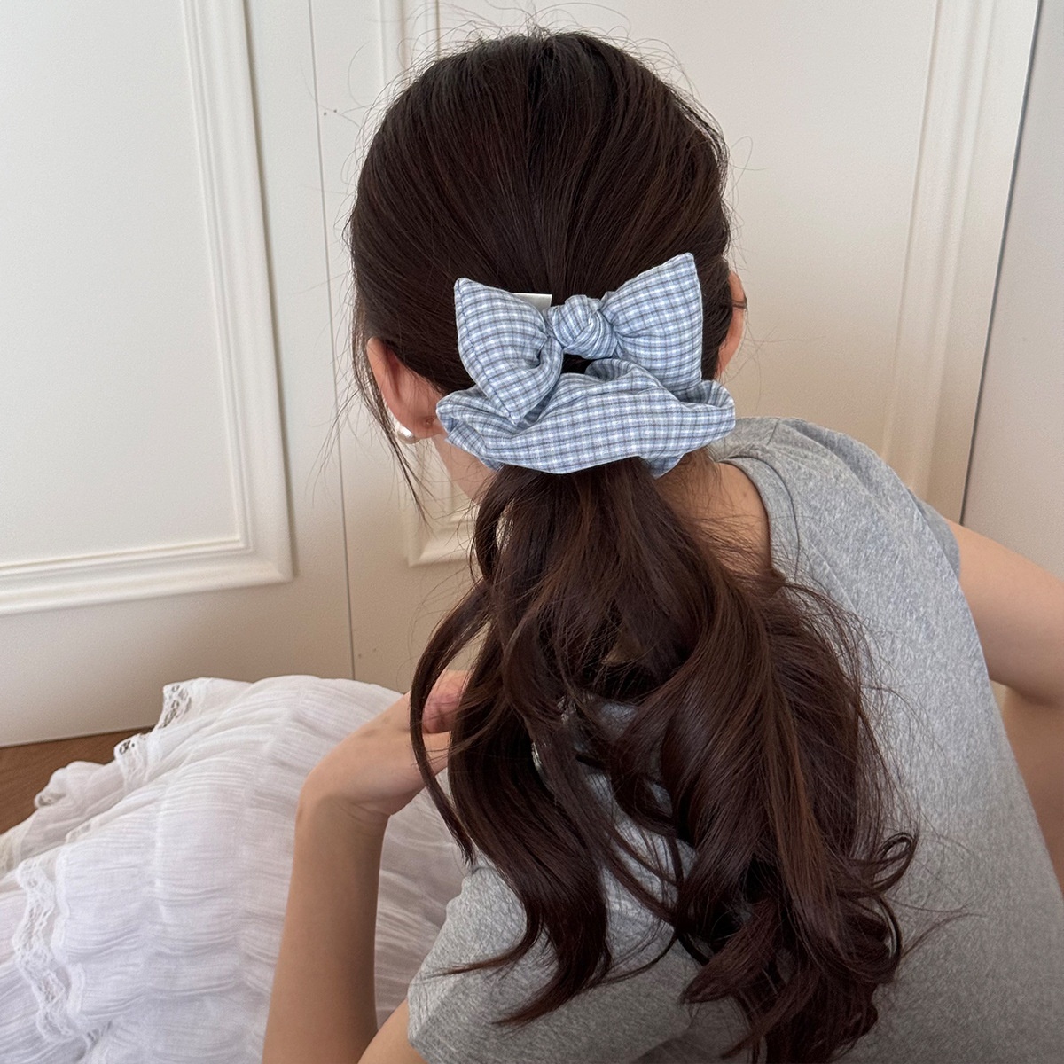Women's Elegant Plaid 3D Bow Hair Tie High-End Sponge Cloth Head Rope