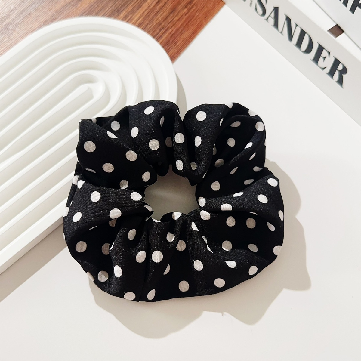 Women Large Fabric Hair Scrunchies High Elasticity Retro Polka Dot