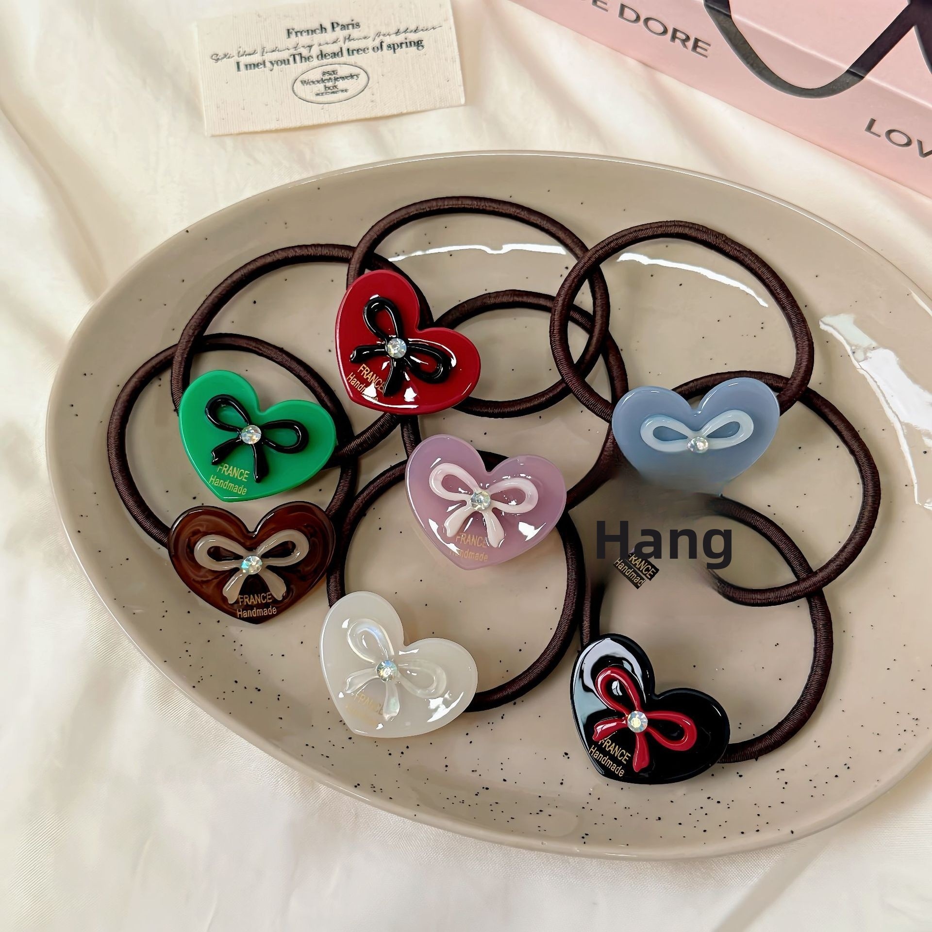 Women's Daily Elastic Acetate Hair Tie Rhinestone Heart Bow Knot