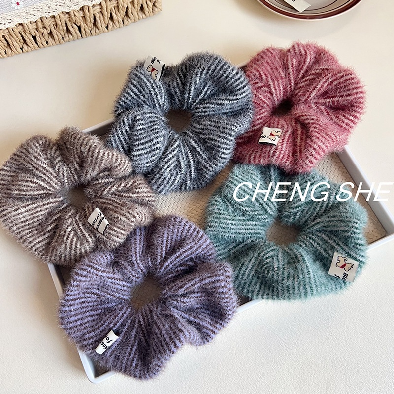 Women's Soft Knitted Yarn Hair Ties Cozy Winter Gentle Big Bow Hair Bands