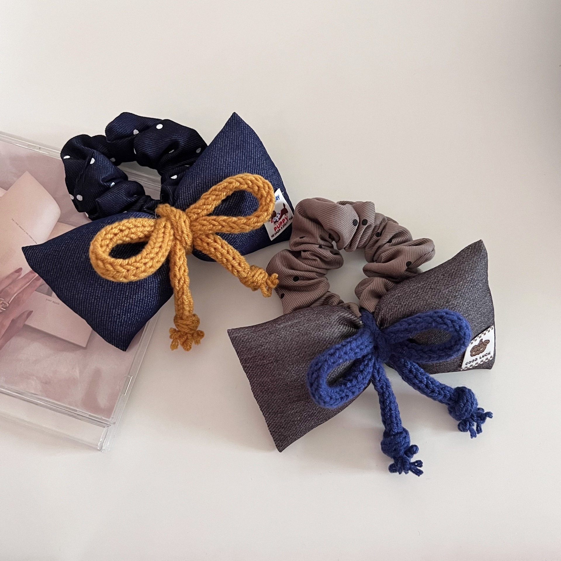 Women's Cute Cotton Filled Bowknot Hair Bands Contrast Polka Dot