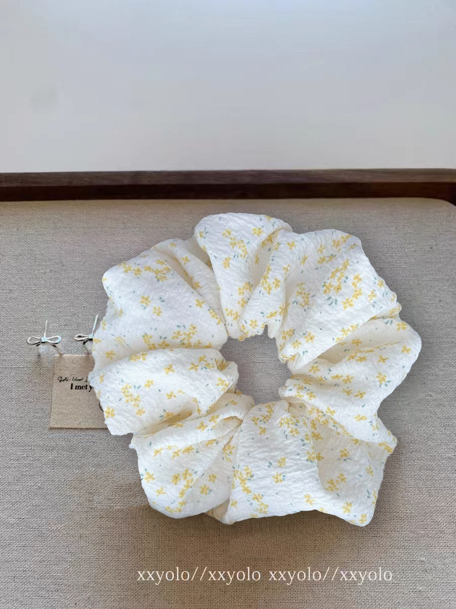 Women's Daily Highly Elastic Cloth Hair Scrunchie Fresh Floral