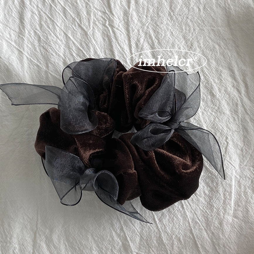 Women's Multifunctional Autumn Winter Velvet Hair Tie Black Lace Bowknot