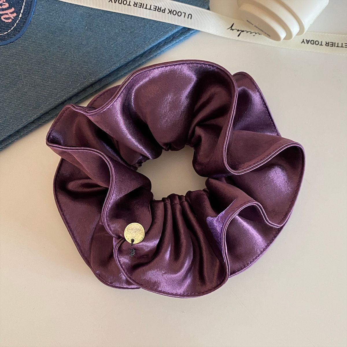 Women Satin Bubble Braid Hair Rope Elegant Spring Hair Tie Solid White