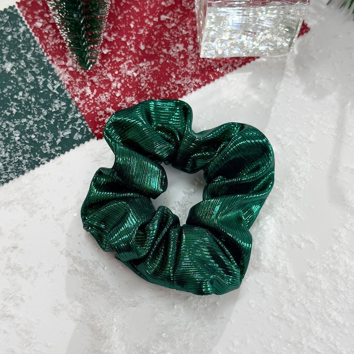 Women's Shiny Thread High Elasticity Christmas Hair Scrunchie Pure Color