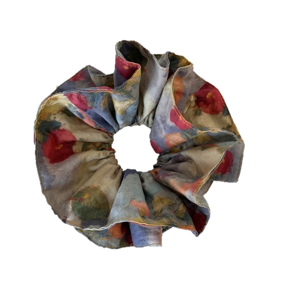 Women's Cloth Elastic Scarf Hair Tie Retro Oil Painting Floral