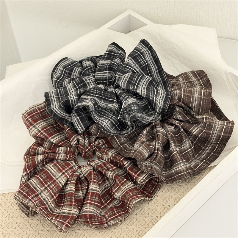 Women's Daily Cloth Scrunchies Retro Hair Ties Checkered Plaid