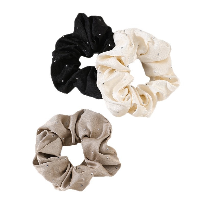 Women's Elastic Lace Bun Maker Hairband Black White Polka Dots