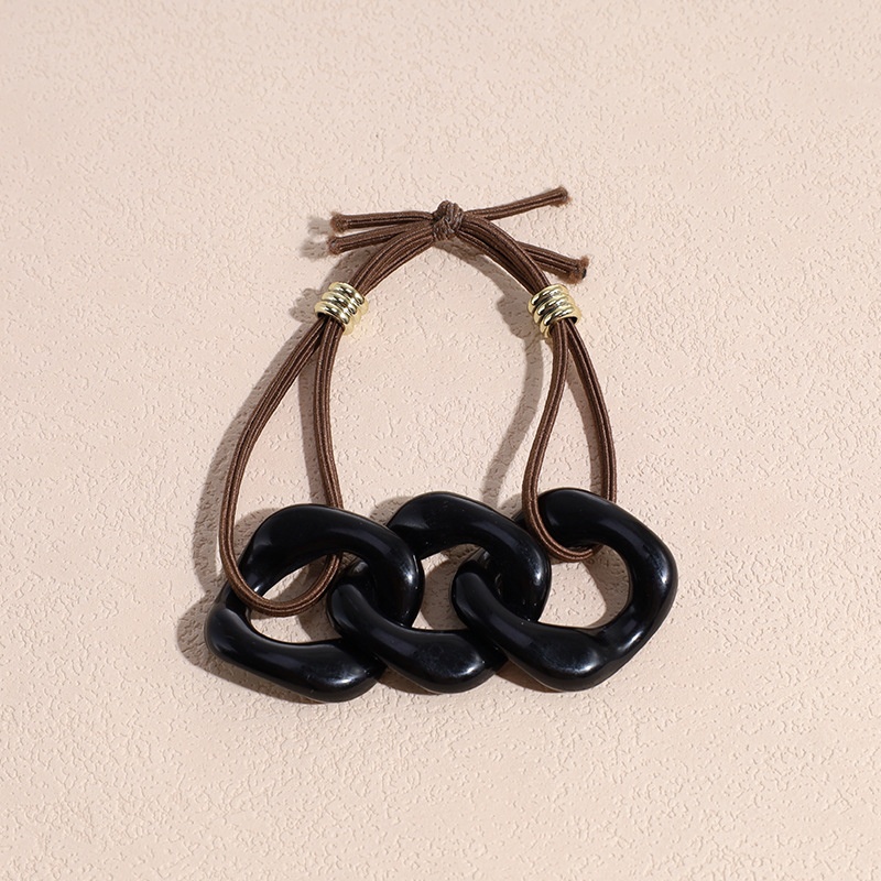 Women's Simple Autumn Cloth Bowknot Hair Tie Coffee Beige Chain Print