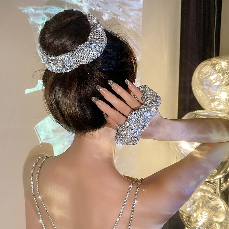 Women's Elegant Shiny Metallic Hair Tie Solid Color for Daily Commute