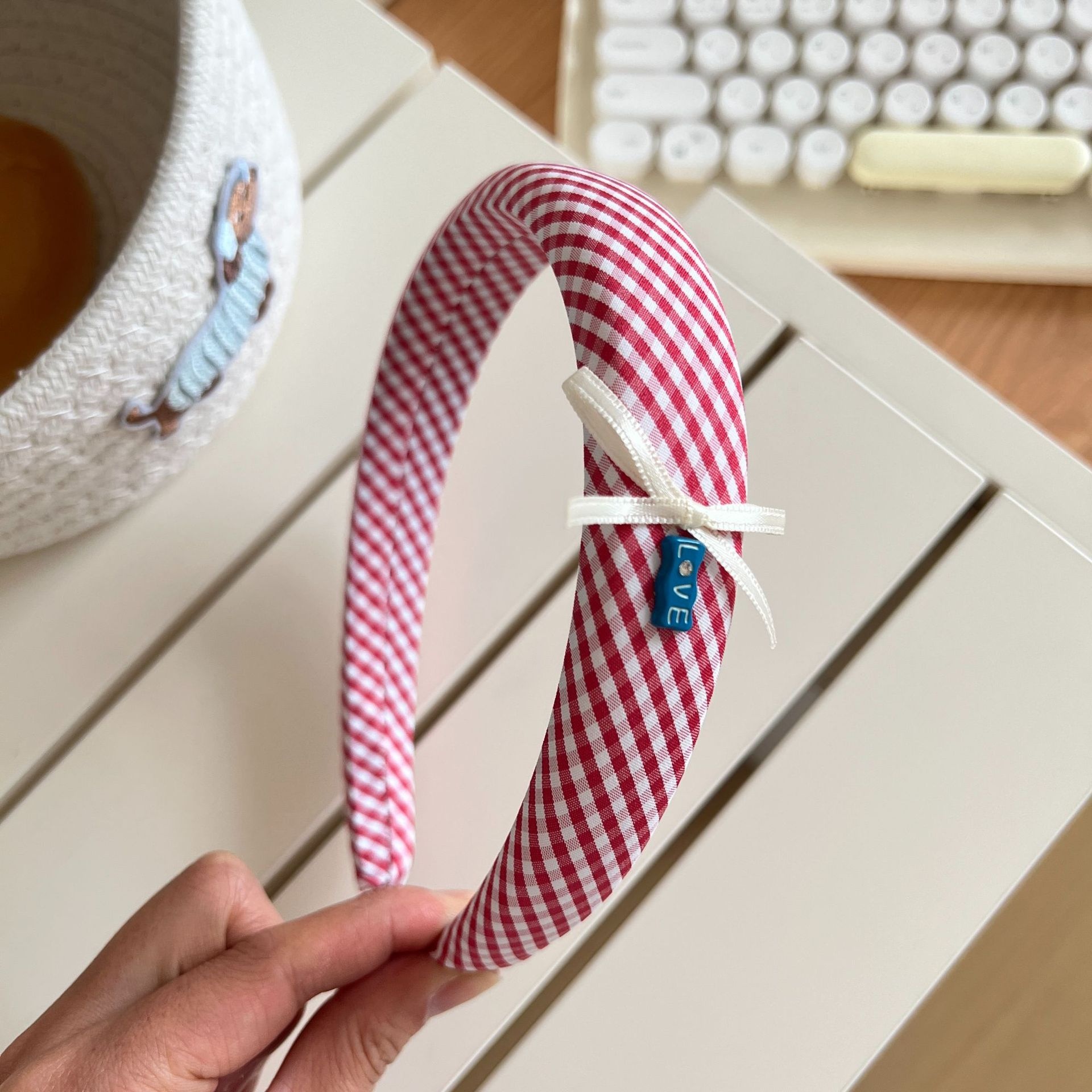 Women's Fabric Bowknot Hair Ties Summer Date Ruffle Bands Multicolor Plaid