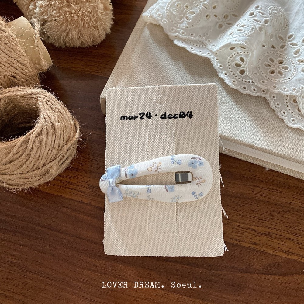 Women's Spring Cloth Bowknot Hair Tie in Navy Blue Ditsy Floral