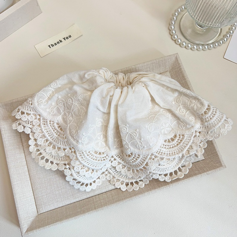 Women's Elegant Large Lace Ponytail Hair Accessory Solid White